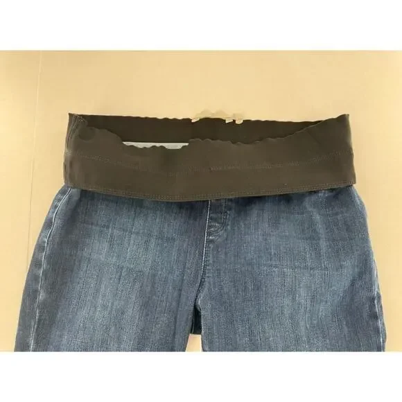 Soft Surroundings Size PM Denim Pull On Relaxed Straight Jeans Dark Slimming - Picture 9 of 15